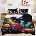 thumbnail image 1 of Butterfly Duvet Cover Set, 3 Pieces Printed Floral Butterfly Comforter Cover Set,Beautiful Blue Butterfly Quilt Cover Set, 1 Duvet Cover with 2 Pillowcases, 1 of 4