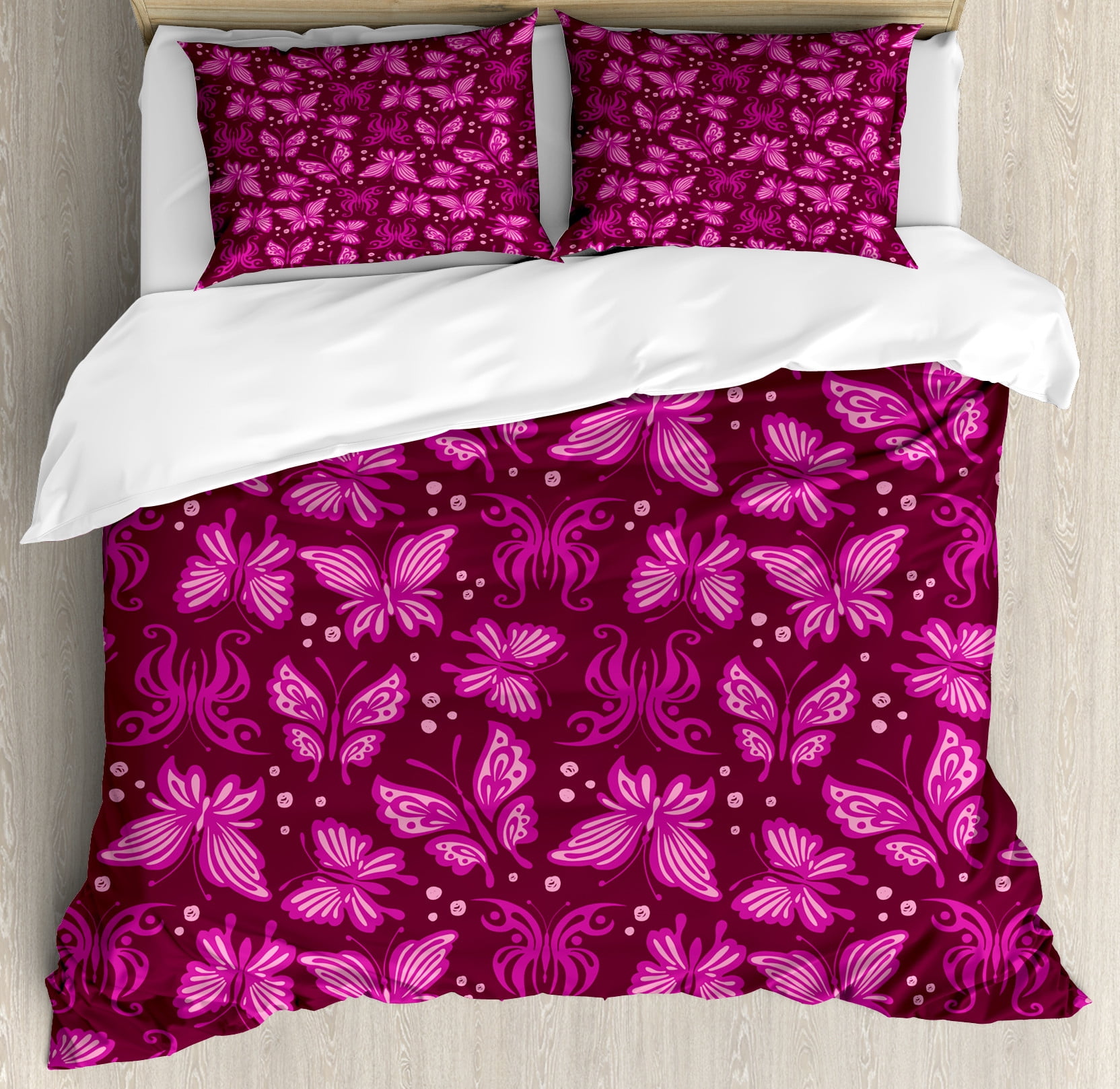 Blue Butterfly Pattern Print Duvet Cover Bedding Set