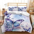 thumbnail image 1 of Butterfly Duvet Cover Set, Purple Butterfly Bedding Set for Girls Women,Watercolor Tie Dye Butterfly with Flowers Theme Comforter Cover,1 Quilt Cover 2 Pillowcases,3 PCS, 1 of 4