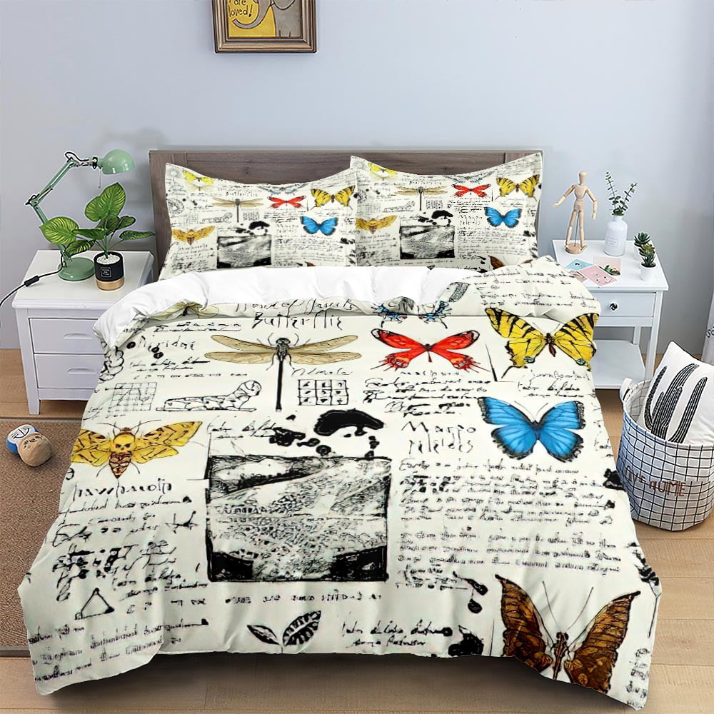 Butterfly Duvet Cover Set Queen Size, Butterfly Bedding Set