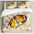 thumbnail image 1 of Butterfly Duvet Cover Set, Sign of Supreme Grace and Meditative Journey Real Self Creature Theme, Decorative 3 Piece Bedding Set with 2 Pillow Shams, Queen Size, Orange Black Cream, by Ambesonne, 1 of 3