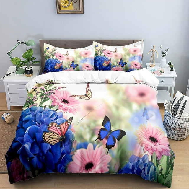 Butterfly Duvet Cover Set Starry Sky Galaxy Comforter Cover Butterfly Bedding Sets Full for Kids