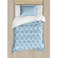 thumbnail image 1 of Butterfly Duvet Cover Set Twin Size, Blue Color with Dragonflies Floral Arrangement Swirls Curves Spring, Decorative 2 Piece Bedding Set with 1 Pillow Sham, Blue Pale Blue White, by Ambesonne, 1 of 3