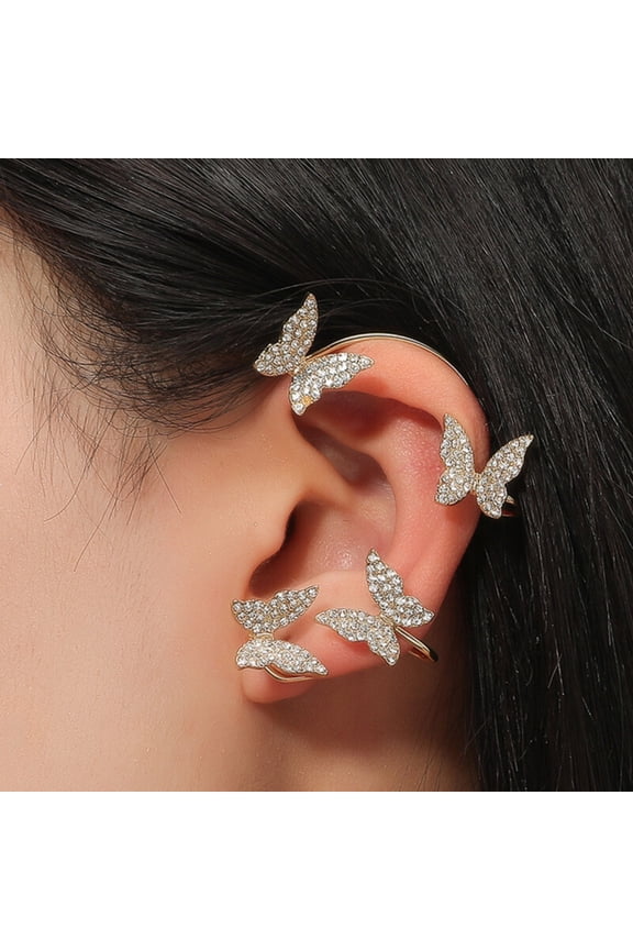 Butterfly Ear Cuff Clip for Women Non Pierced Fairy Style Earring Wrap Elegant Wing Design Fashion Jewelry for Daily Party Gift