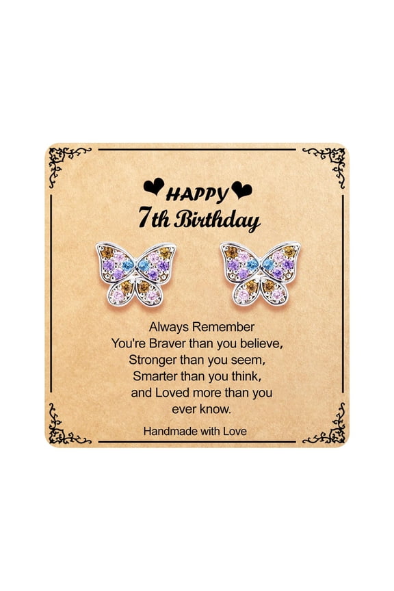 Butterfly Earrings as 8 Year Old Birthday Gifts for Granddaughter Daughter Niece Earrings,8th Birthday Christmas Valentines Gifts for woman Hypoallergenic Screw Back Stud Earrings