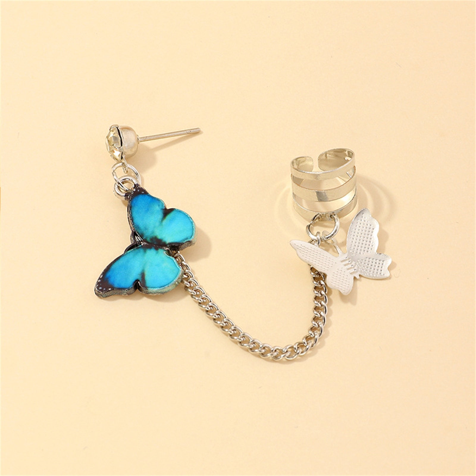 Butterfly Earrings Punk Style Cool Girl Earless Piercing Ear Clip