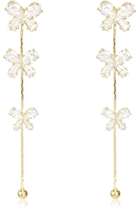 Butterfly Earrings for Women Butterfly Dangle Earrings Dainty Prom Fairy Earrings Dangling Long Butterfly Tassel Style Zircon Earrings