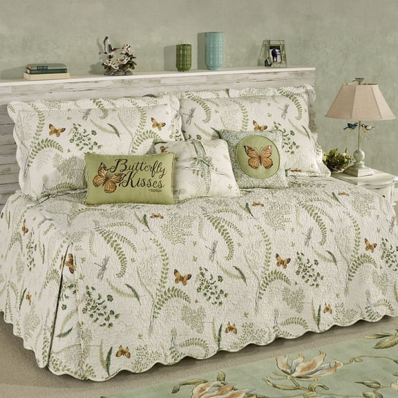 Butterfly Eden Cotton Bedding, Dragonfly, Nature 8-Pc Eggshell Twin Daybed Bedspread Set