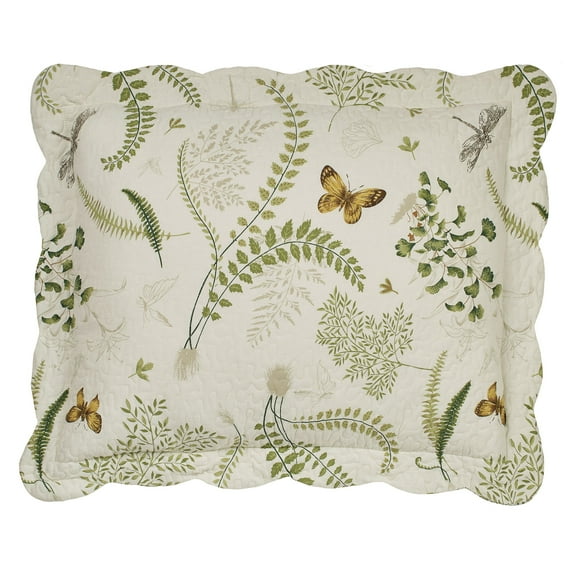 Butterfly Eden Reversible Quilted Eggshell Sham King
