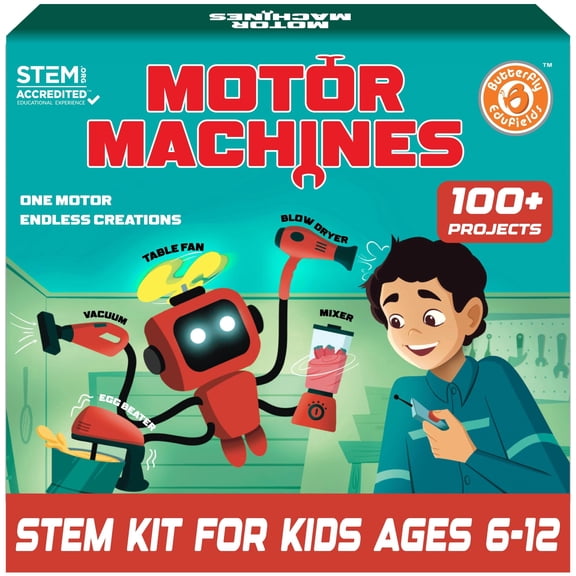 Butterfly EduFields 100+ STEM Toys for Ages 8-13 Boys Girls | STEM Projects kit for Kids 6 7 8 9 10 12 Years | Motor Machines - Robotics & Engineering Toys | Gifts for Smart Kids