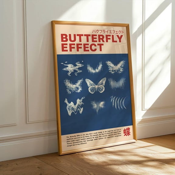 Butterfly Effect Poster Chaos Theory Wall Art | Japanese Aesthetic |, Unframed Paper Poster 16x20in
