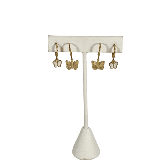 Butterfly Effect white tiny enamel butterflies with gold mini butterflies