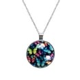 thumbnail image 1 of Butterfly Elegant Glass Circular Pendant Necklace - Women's Fashion Necklace with Stunning Design, 1 of 5