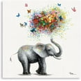 thumbnail image 1 of Butterfly Elephant Wall Art Print: Colorful Heart Shaped Balloon for Kids'' Nursery Wall Decor Canvas Framed Ready to Hang (12"x12"x1 Panel), 1 of 6