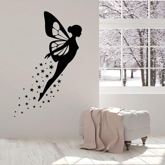 Butterfly Elf Wall Decal Magic Wings Fairy Tales Door Window Vinyl Sticker Child Bedroom Baby Girls Room Nursery Home Decor 57x88cm