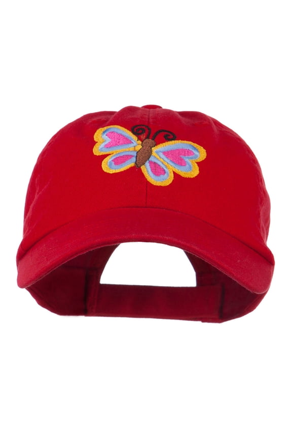 Butterfly Embroidered Cap - Red OSFM