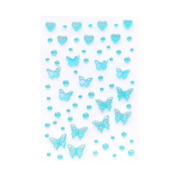 Butterfly Face Jewels Blue Face Crystals 4.5 Inch Self-Adhesive Face Rhinestones Sparkly Face Embellishments for Rave Concert Festival Stage Makeup Decoration, 1 Pack