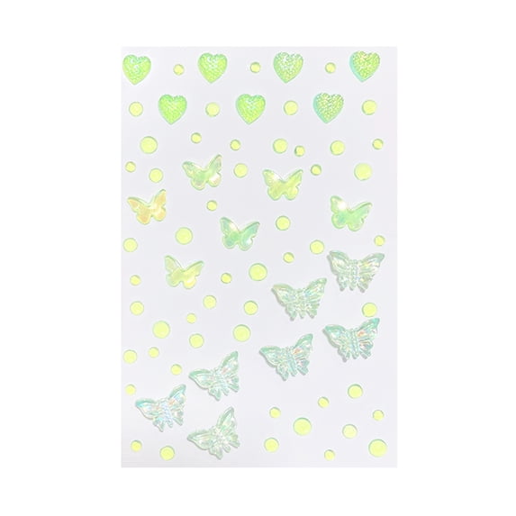 Butterfly Face Jewels Glitter Face 4.5 Inch Face Gems Self-Adhesive Face Rhinestones Sparkly Face Embellishments for Rave Concert Festival Party Photo Shoot Green, 1 Pack