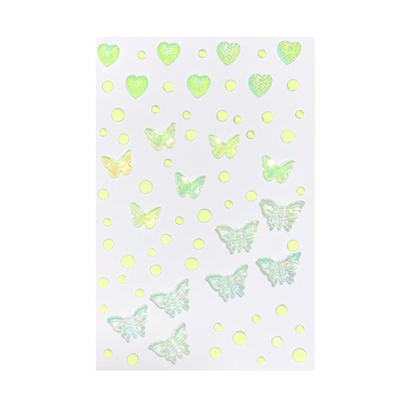 Butterfly Face Jewels Glitter Face 4.5 Inch Face Gems Self-Adhesive Face Rhinestones Sparkly Face Embellishments for Rave Concert Festival Party Photo Shoot Green, 1 Pack