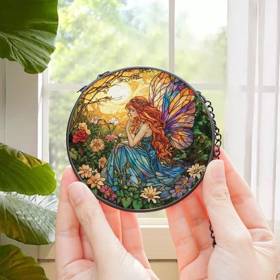 Butterfly Fairy Glass Suncatcher, Butterfly Fairy Ornament, Fairy Garden Decor, Fantasy Garden Decor, Magical Decor, Gift for Fantasy Lovers