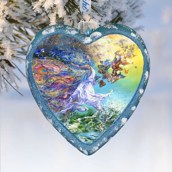Butterfly Fairy Heart Glass Ornament Limited Edition by Josephine Wall | Christmas D�cor - 738-409-JW