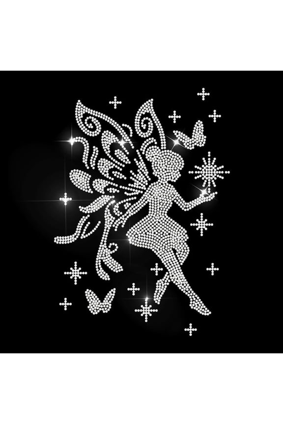 Butterfly Fairy Rhinestone Iron on Decal Flower Wings Hotfix Transfer Sticker Shining Star Heat Transfer Patch Bling Clothing Repair Applique for T-Shirt Hat Jacket Garment Bag DIY Decor Colorful