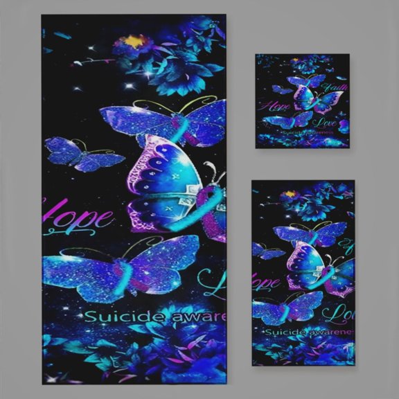 Butterfly Faith Hope Love Bath Towel Sets For Bathroom Hand Towels Fingertip Towels 3 Piece Soft Absorbent For Bathroom Kitchen Hotel Beach