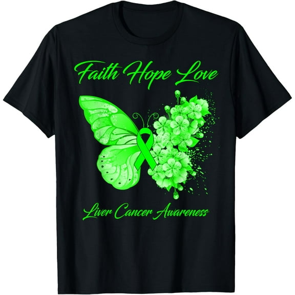 Butterfly Faith Hope Love Liver Cancer Awareness T-Shirt