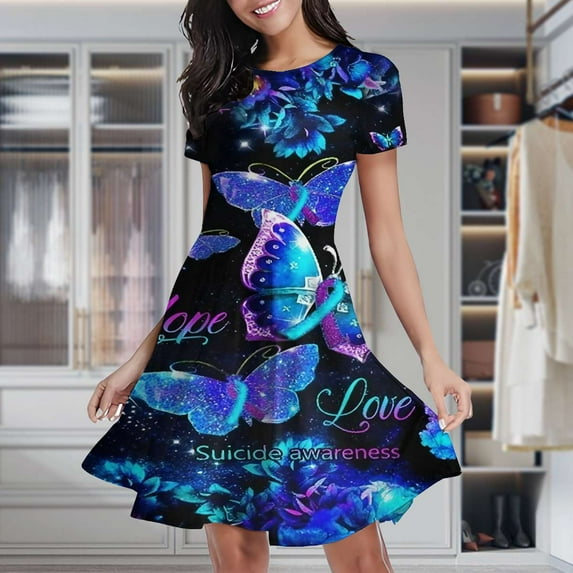 Butterfly Faith Hope Love Women's Classic Swing Skater Dress Casual Work Party Cocktail Dresses