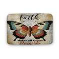 Butterfly Faith Positive Quotes Rustic Farmhouse Bath Mat,Bath Rug for
