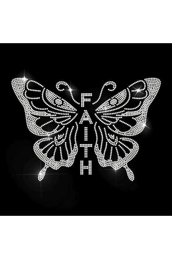 Butterfly Faith Rhinestone Iron on Sticker Mandala Butterfly Hotfix Transfer Decal Insects Heat Transfer Patch Clothing Repair Applique for T-Shirt Hat Jacket Garments Bags DIY Decor Colorful