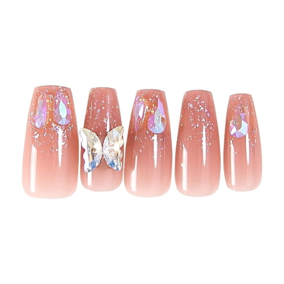 Butterfly False Nails Full Cover Nail Tips Long Ballerinas False Nails Detachable Press On Nails DIY Artificial Nails
