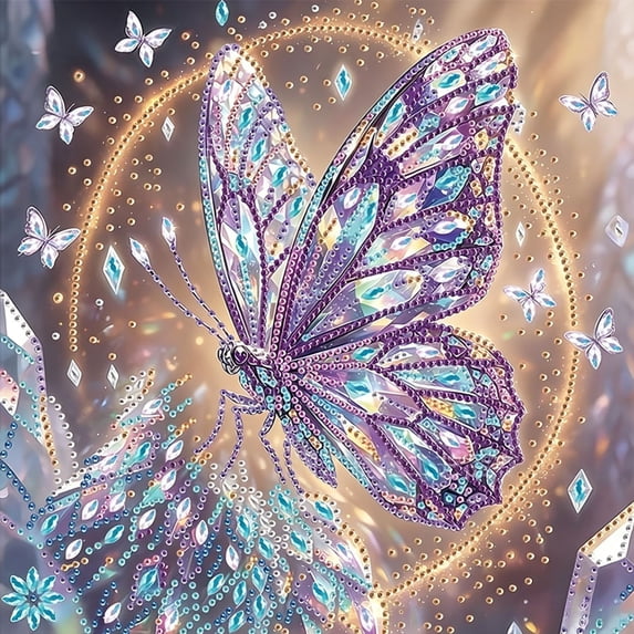 Butterfly Fantasy Diamond Art Kit, 12 Inch Framed Pearl Diamond Painting for Adults, Unique Wall Art Home Decor Craft Set