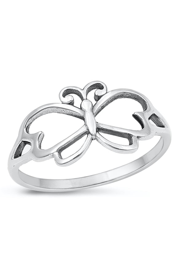 Butterfly Fantasy Ring Oxidized .925 Sterling Silver Band Jewelry Female Male Unisex Size 10