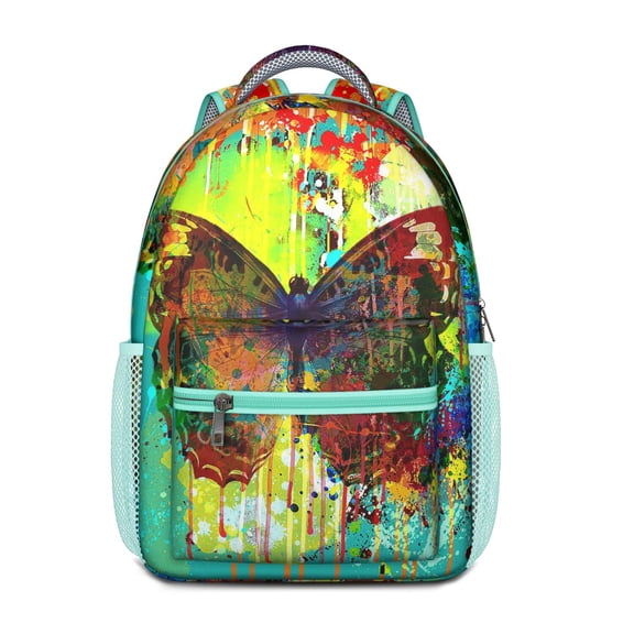Butterfly Fantasy Scene Backpack – Artistic Floral Design for Elementary Kids, Romantic Garden Print