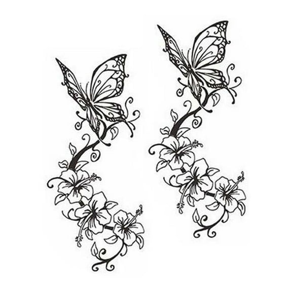 Butterfly Fashion Design Unisex Fake Body Tattoos Stickers, Black