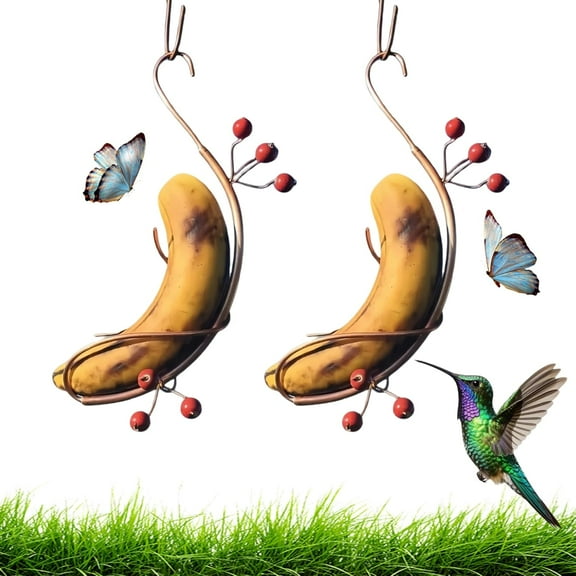 Butterfly Feeders for Outdoors: Butterfly Feeder, Banana Hanger for Attracts Butterflies, Birds, Bees, Banana Holder Stand for Garden Courtyard Balcony, Easy to Install, Banana Hammock