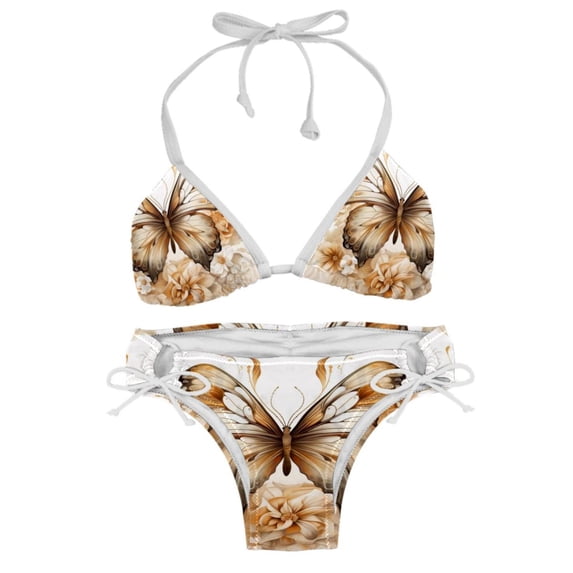 Butterfly Fission Diagram Bikini Set Swim Suit Detachable Sponge Adjustable Strap Two-Pack, Beach Pool Vacation Party.