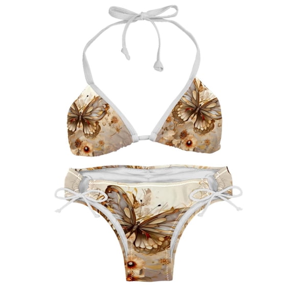 Butterfly Fission Diagram Detachable Sponge Adjustable Strap Bikini Set Two-Pack Swimsuit Swimwear for Beach Pool Party