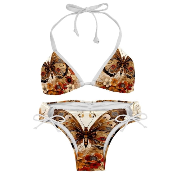 Butterfly Fission Diagram Stylish Bikini Set with Detachable Sponge and Adjustable Strap, Two-Pack Swim Suits for Beach and Pool Parties