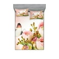 thumbnail image 1 of Butterfly Fitted Sheet & Pillow Sham Set, Pastel Colored Blossoming Roses with Spring Season Insects Romantic Feminine, Decorative Printed 6 Piece Bedding Decor Set, Full, Multicolor, by Ambesonne, 1 of 3