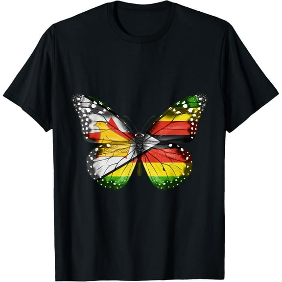Butterfly Flag Of Zimbabwe Shirt T-Shirt