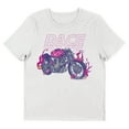 thumbnail image 1 of Butterfly Flame Motorcycle Women's White Short Sleeve Crew Neck Cropped Tee-Medium, 1 of 5