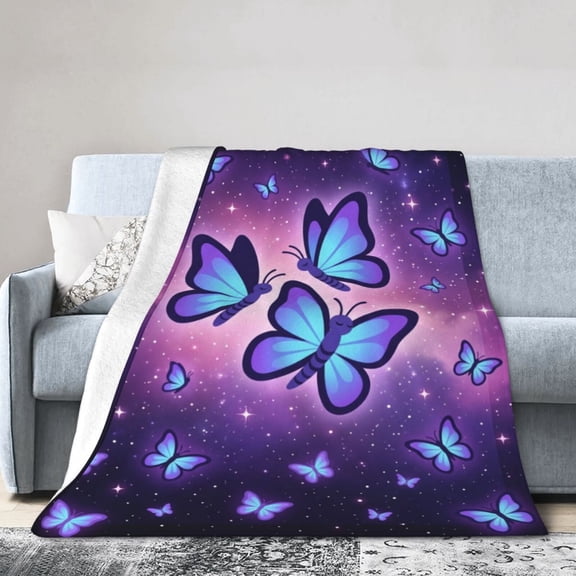Butterfly Flannel Blanket, Ultra Soft Cozy Throw for Adults, Warm Blanket Gift for Sofa Couch and Bed 50x40