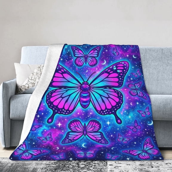 Butterfly Flannel Blanket, Ultra Soft Cozy Throw for Adults, Warm Blanket Gift for Sofa Couch and Bed 50x40