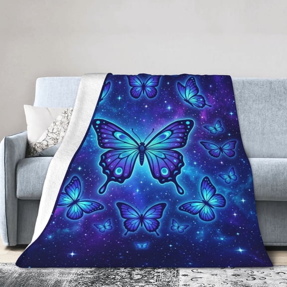 Butterfly Flannel Blanket, Ultra Soft Cozy Throw for Adults, Warm Blanket Gift for Sofa Couch and Bed 50x40
