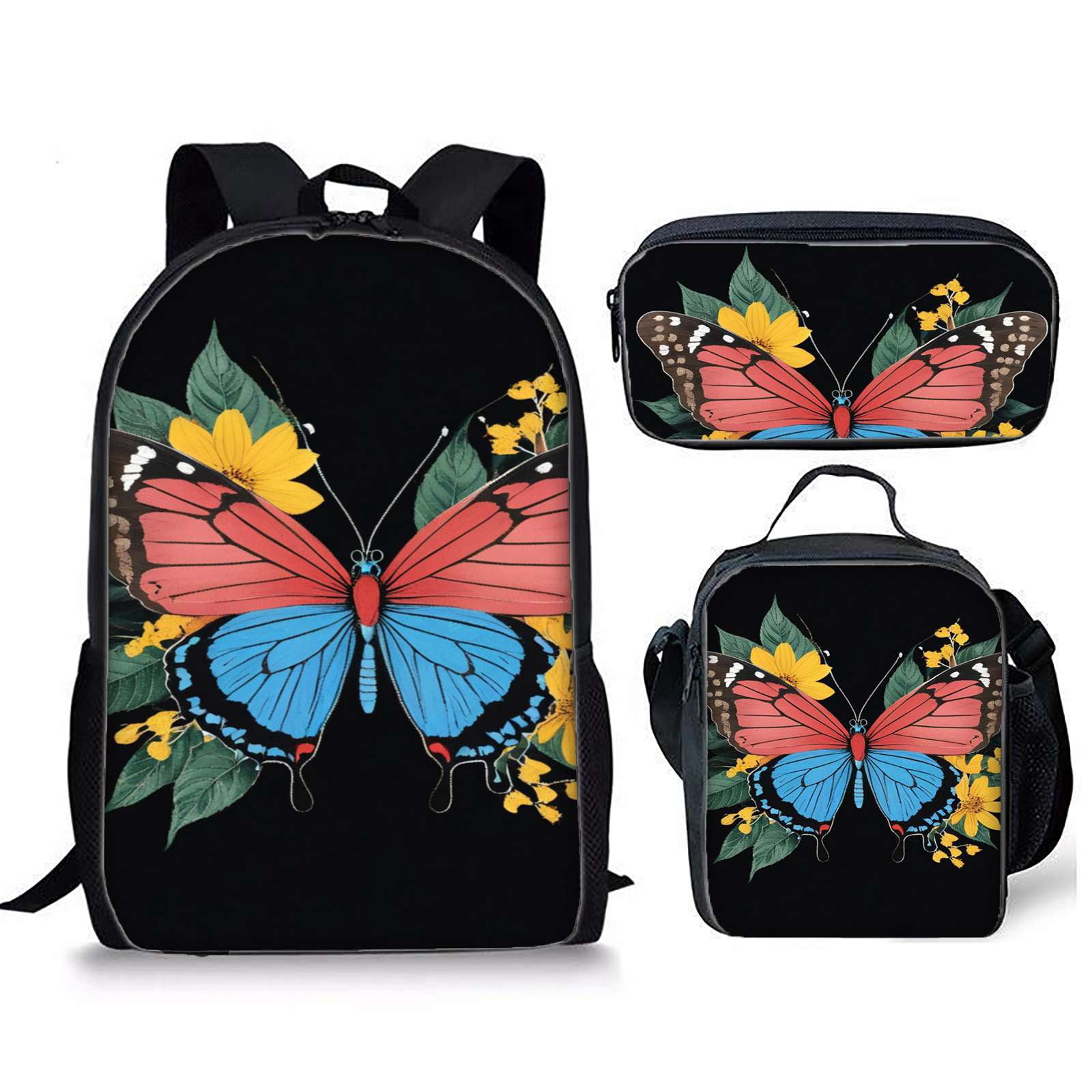 Butterfly Raffines Rucksack Butterfly Floral Art Print Backpacks Bookbag Bags Rucksack Lunch Bag ...