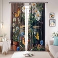 thumbnail image 1 of Butterfly Floral Blackout Curtains for Bedroom/Living Room, Pinch Pleated Black Out Curtains, Country Daisy Wildflower Brown Barn Door Room Darkening Window Drapes with Hooks 2 Panels, 59"x70", 1 of 8