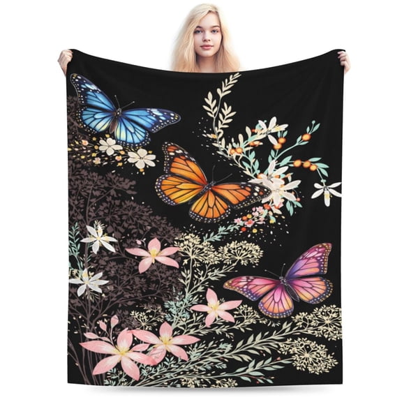 Butterfly Floral Blanket Mothers Day Butterfly Throw Blanket Spring Flower Pattern Soft Cozy Blanket for Couch Bed Home Decor 50x40