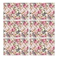 thumbnail image 1 of Butterfly Floral Bloom Table Mats, Set of 6 Wrinkle Free Heat Resistant Flax Placemats with Peony Rose and Wildflower Design for Country Spring Summer Dining Decor, 1 of 5